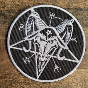 Satanic Ram Skull Gothic Occult Embroidered Iron on Patch